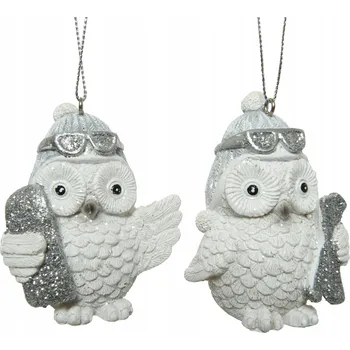 Vánoční dekorace Bílá sova – vánoční ozdoba, závěs na stromeček