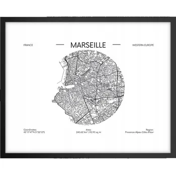 Obraz Foto obraz plakát na zeď v černém rámu 50x40 mapa plakáty do obýváku