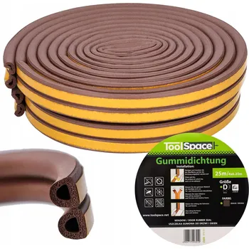 Těsnění do okna a dveří Těsnění ToolSpace 8 mm x 0,9 cm x 2500 cm, hnědé
