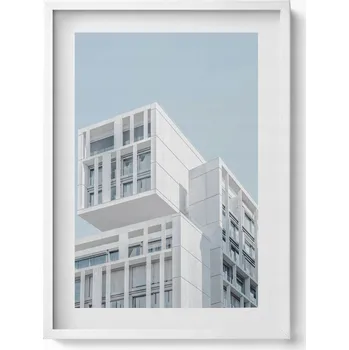 Obraz Stylový obraz v rámu Bílá minimalistická budova s architekturou 50x70 cm
