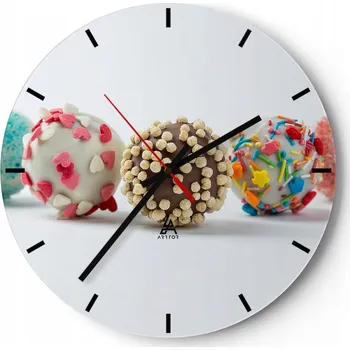 Hodiny Nástěnné hodiny do kuchyně 30x30 Sladkosti Skleněné hodiny do obýváku Loft Tiché