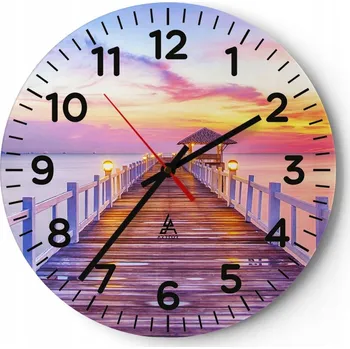 Hodiny Kuchyňské nástěnné hodiny 30x30 Krajina Moderní Skleněné hodiny do obýváku Tiché