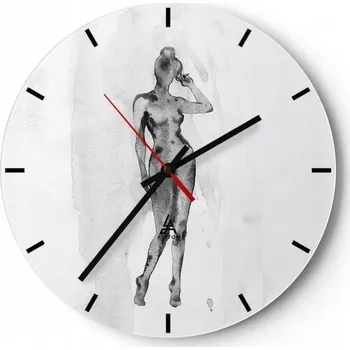 Hodiny Velké nástěnné hodiny na zeď 40x40 Žena Skleněné hodiny Kulatý Tiché