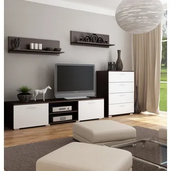 Obývací stěna Meblościanka Lena WENGE/BIAŁY do obýváku