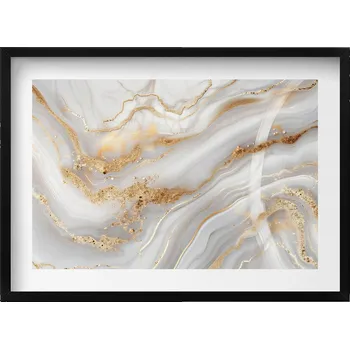 Obraz Dekorativní nástěnný obraz s grafikou v černém rámu Textura mramoru 70x50 cm
