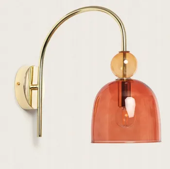 Nástěnné svítidlo Skleněné nástěnné svítidlo oranžové Baudelaire E14 zlaté
