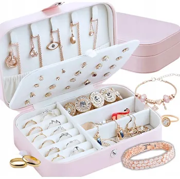 Šperkovnice Šperkovnice na uložení bižuterie RETOO růžová kožená víceúrovňová