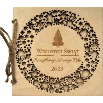 Obraz Vánoční přání dřevěné vyřezávané 14 x 14 cm vánoční
