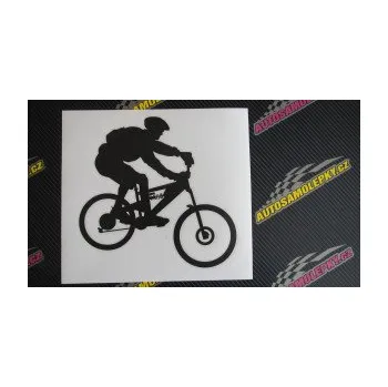 Polep vozidla SAMOLEPKA Cyklista 009 pravá horské kolo (09 - bílá) NA AUTO, NÁLEPKA, FÓLIE, POLEP, TUNING, VLASTNÍ TEXT, TISK, AUTOSAMOLEPKY.cz, POLEPY, OBRÁZEK, LOGO, SAMOLEPKY