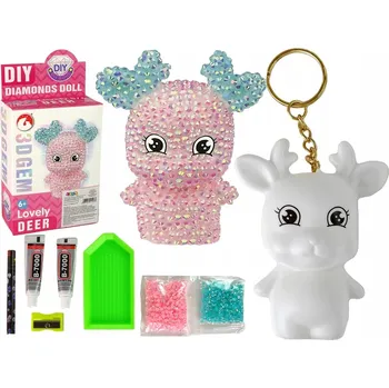 DIY Diamantová sada Sob DIY Přívěsek Na Klíče 3D Růžová
