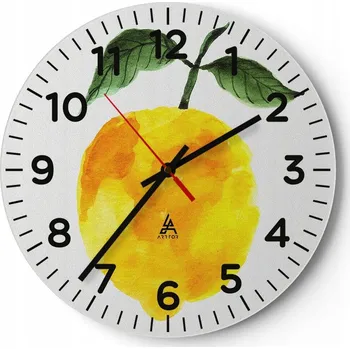 Hodiny Kuchyňské nástěnné hodiny 30x30 Citron Moderní skleněné hodiny do obýváku Tiché