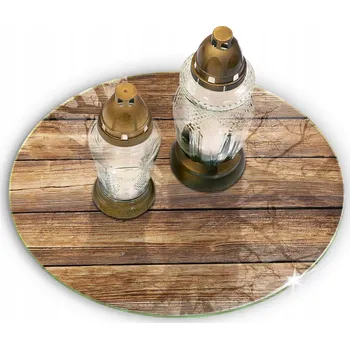 Obraz Skleněná podložka pod hřbitovní svíčky - Vzor dřevěných prken, Průměr 30 cm