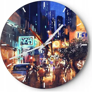 Hodiny Nástěnné hodiny do kuchyně 30x30 Město Skleněné hodiny do obýváku Loft Tiché
