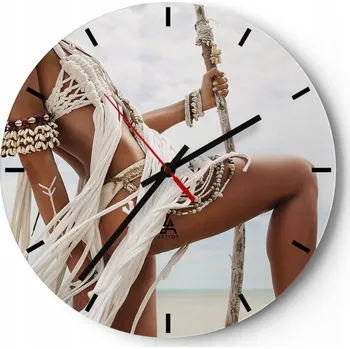 Hodiny Nástěnné hodiny do kuchyně 30x30 Žena Skleněné hodiny do obýváku Loft Tiché