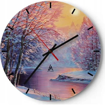 Hodiny Nástěnné hodiny do kuchyně 30x30 Krajina Skleněné hodiny do obýváku Tiché