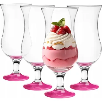 Sklenice Sada 4 koktejlových Skleničky GLASMARK , dno na nápoj, purpurově růžová, 420 ml