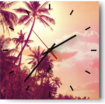 Hodiny Velké nástěnné hodiny 40x40 Krajina Skleněné hodiny Tiché