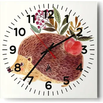Hodiny Nástěnné hodiny do obýváku 40x40 Ježek Tichý | Skleněné hodiny Stylové