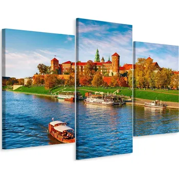Obraz Obraz Triptych město Krakov Pohled Řeka 3D 60x40