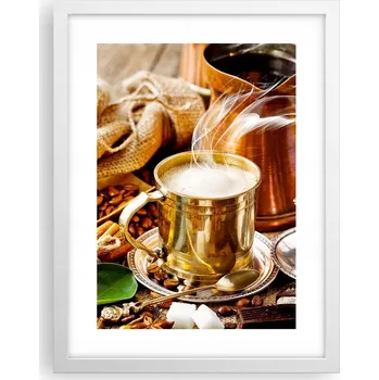 Obraz Obraz plakát v bílém rámu do obýváku 30x40 káva foto plakáty na zeď