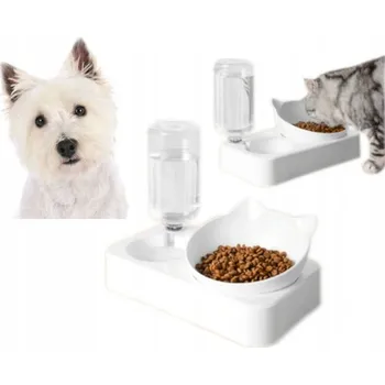 Miska pro psa Sada dvou plastových misek Trader bílá 0,5 l