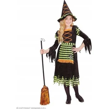 Karnevalový kostým KOSTÝM ČARODĚJNICE S ZÁSTĚROU V PROUŽCÍCH VELIKOST 116
