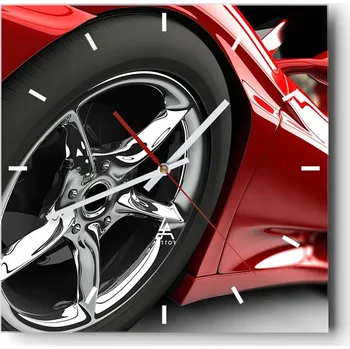 Hodiny Velké nástěnné hodiny na zeď 40x40 Motorismus Skleněné hodiny Tiché