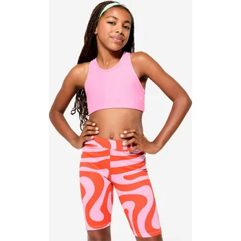 Podprsenka DOMYOS Dívčí fitness podprsenka 7 LET RŮŽOVÁ