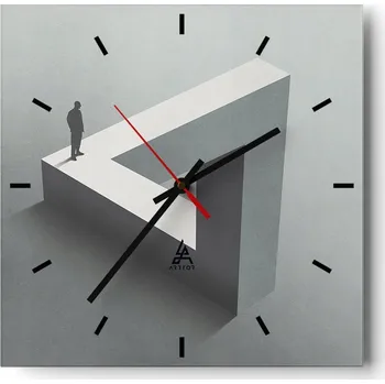 Hodiny Velké nástěnné hodiny 40x40 cm - Skleněné, tiché, čtvercové hodiny pro firmy i domácnosti