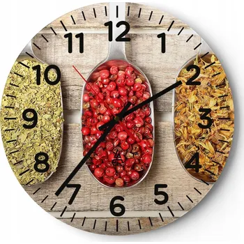 Hodiny Kuchyňské nástěnné hodiny 30x30 Gastronomie Moderní skleněné hodiny Tiché