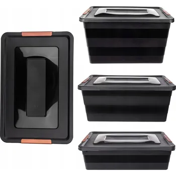 Úložný box ÚLOŽNÉ BOXY S VÍKEM SADA 4ks PLASTOVÝ ORGANIZÉR