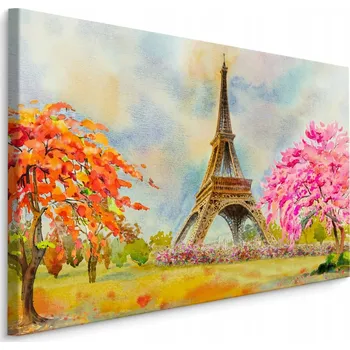 Obraz Nástěnný obraz Eiffelova věž Stromy AKVAREL 90x60