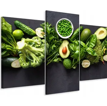 Obraz Třídílný obraz AVOKÁDO Brokolice Zelenina 150x100 cm