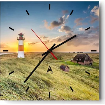 Hodiny Velké nástěnné hodiny 40x40 Krajina Skleněné hodiny Tiché