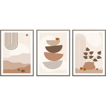 Obraz TRYPTYCH Sada 3 OBRAZŮ V RÁMU tvary figury abstrakce 53x43cm P2508