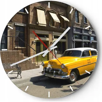 Hodiny Nástěnné hodiny do kuchyně 30x30 Město Skleněné hodiny do obýváku Loft Tiché