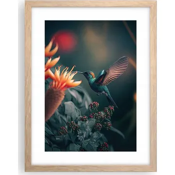 Obraz Obraz plakát v rámu světlý dub do obýváku 30x40 pták foto plakáty na zeď