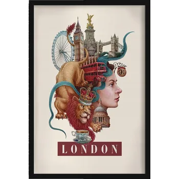 Obraz Závěsný obraz rámeček Vintage retro styl Londýn Big Ben Tower Bridge 40x60 cm