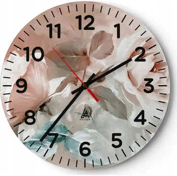 Hodiny Kuchyňské nástěnné hodiny 30x30 Květiny Moderní skleněné hodiny do obýváku Tiché