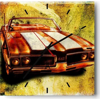 Hodiny Velké nástěnné hodiny na zeď 40x40 Motorismus Skleněné hodiny Tiché