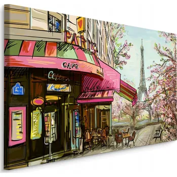 Obraz Obraz Canvas Pařížská KAVÁRNA Kresba 3D 30x20