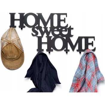 Věšák Home Sweet Home #3 ČERNÝ Věšák na oblečení 60cm
