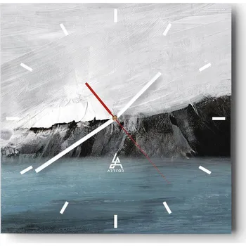 Hodiny Velké nástěnné hodiny 40x40 Pobřeží Skleněné hodiny Čtvercové Tiché