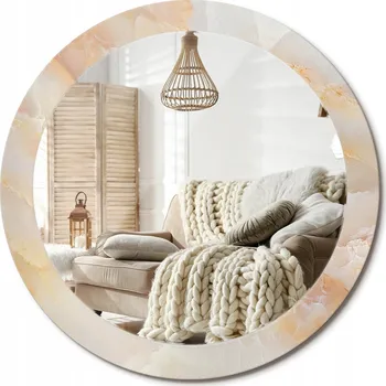 Zrcadlo Kulaté nástěnné dekorativní zrcadlo ve skleněném rámu fi 80 cm Mramor onyx