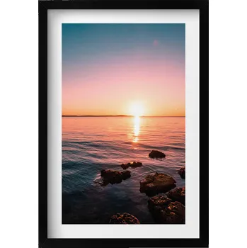 Obraz Dekorativní obraz v černém rámu na zeď Skály při západu slunce 40x60 cm