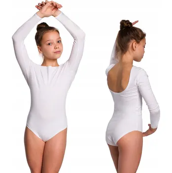 Body BALETNÍ TRIKOT S DLOUHÝM RUKÁVEM PRO BALET, TANEC A AKROBACII VELIKOST 140