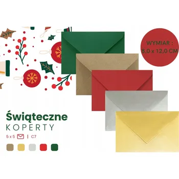 Obálka Mini barevné obálky mix C7 sada Vánoce 25 Ks