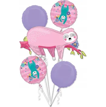 Balónek Fóliové balónky k narozeninám - Růžový lenochod, sada 1 ks