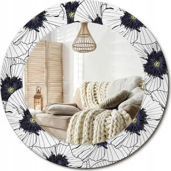 Zrcadlo Zrcadlo s potiskem do koupelny ložnice obývacího pokoje fi 50 cm Květinová kompozice