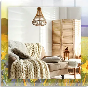 Zrcadlo Zrcadlo s potiskem do koupelny ložnice obývacího pokoje Pole Slunečnic 60x60 cm